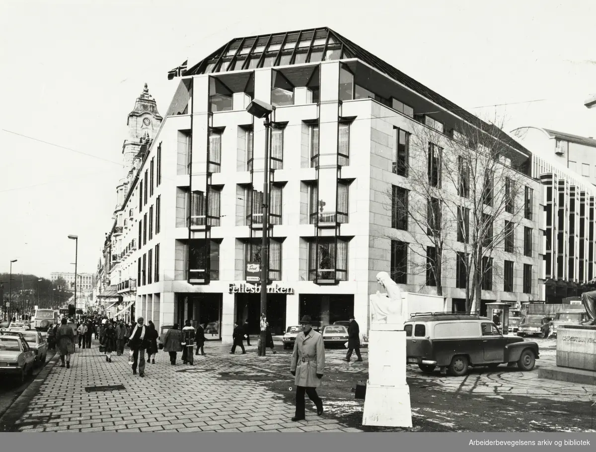 Grand Hotell. Nybygget mot Arbeidergata. Mars 1976