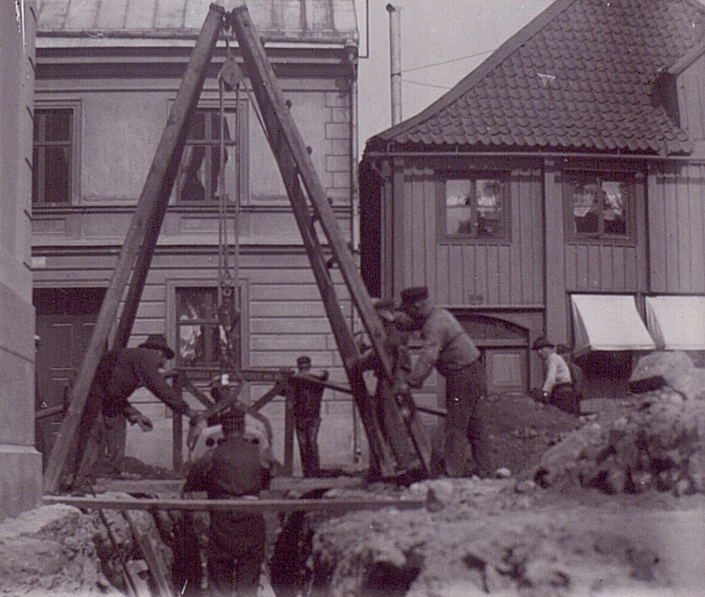 Kalmar stationer och kabelarbete omkr. 1900. Kabelarbete.