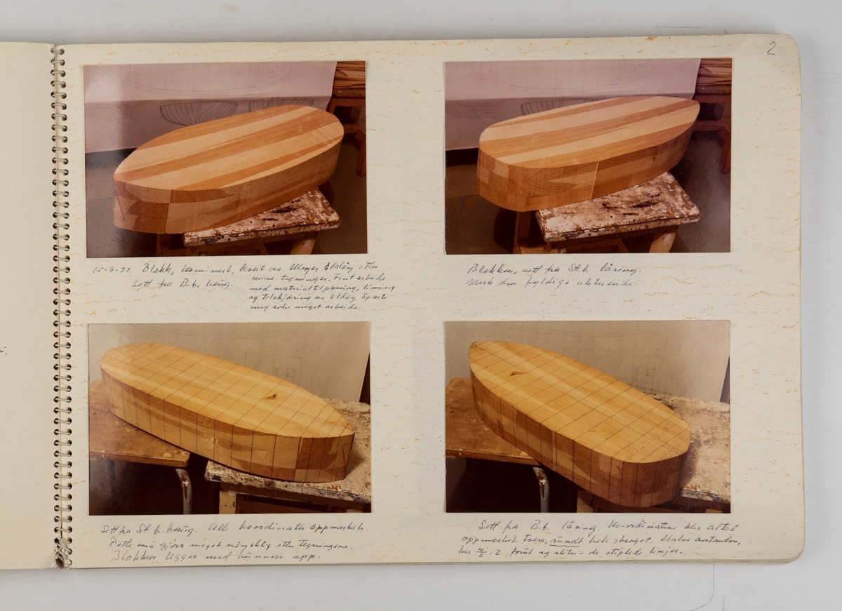Fotografier av arbeidet med bygging av modell av vestlandsk stengeriggskøyte også kalt hønerævskøyte