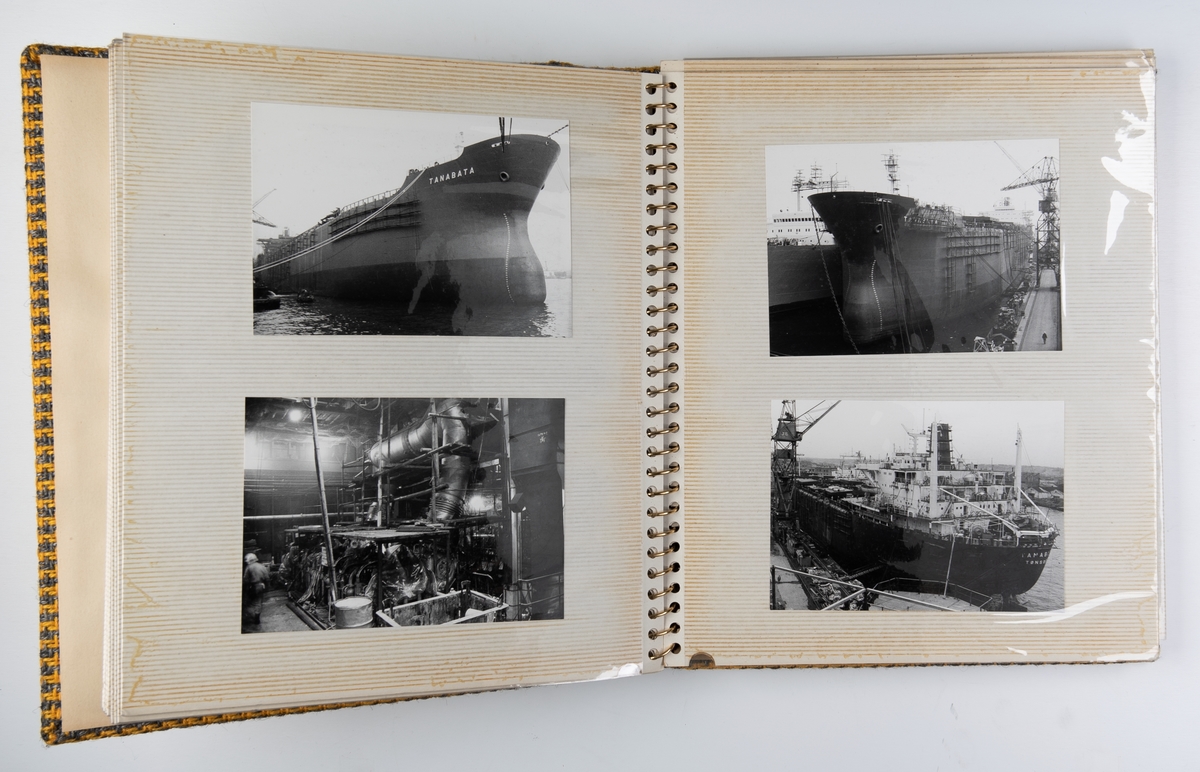 Album med fotografier fra byggingen og leveringen av motorskipet 'Tanabata' ved Mitsubishi Heavy Industries i Yokohama