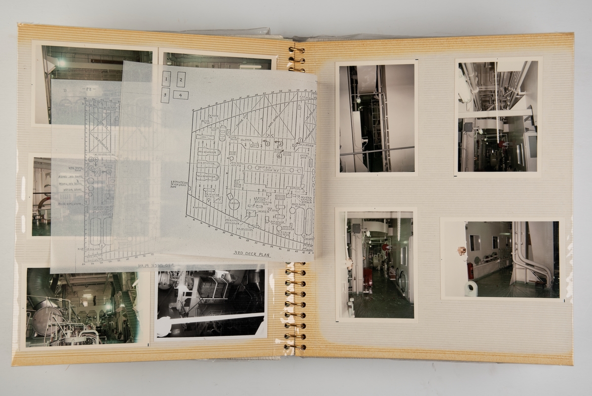 Album med fotografier fra maskinrom og installering av skipsmaskiner under byggingen av 'Takasago' juni 1972.
