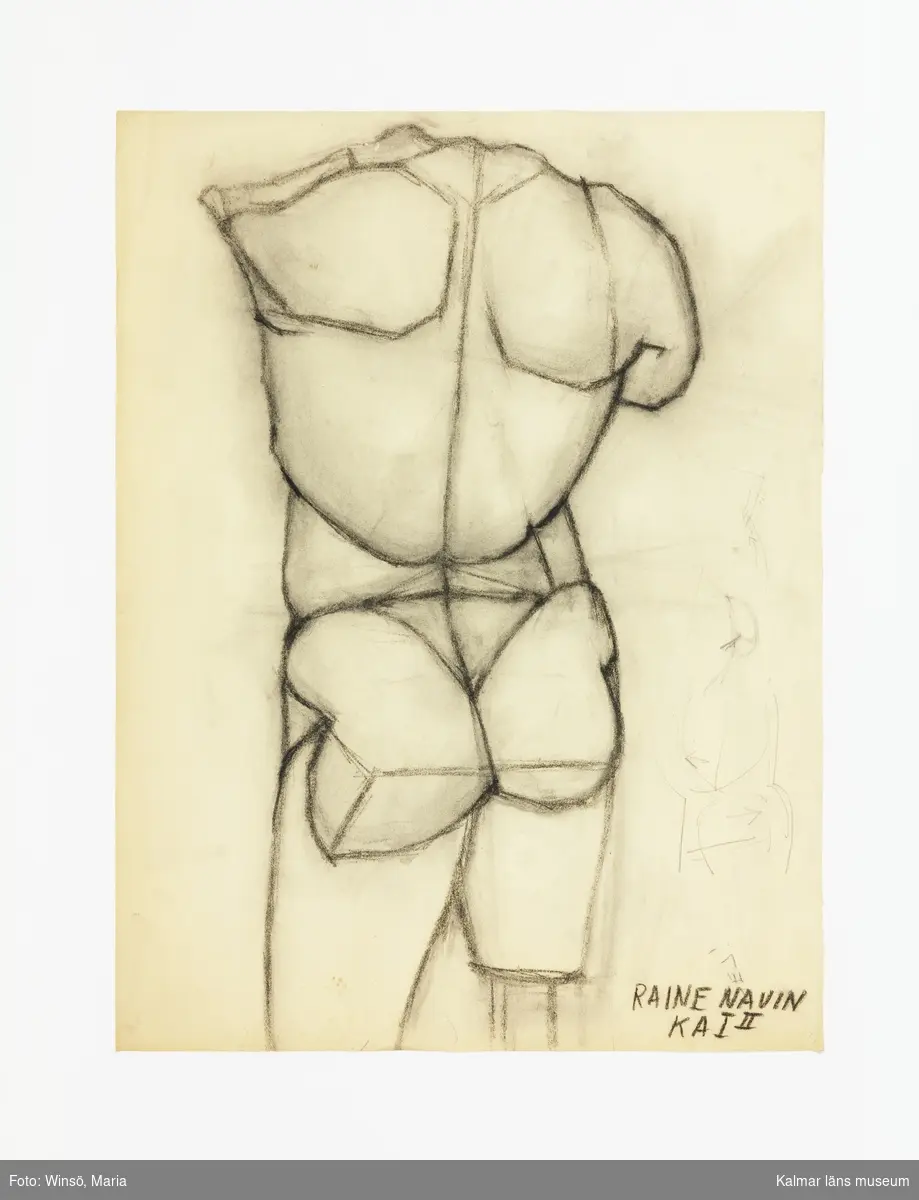 Kolteckning, figurstudie av en naken man.