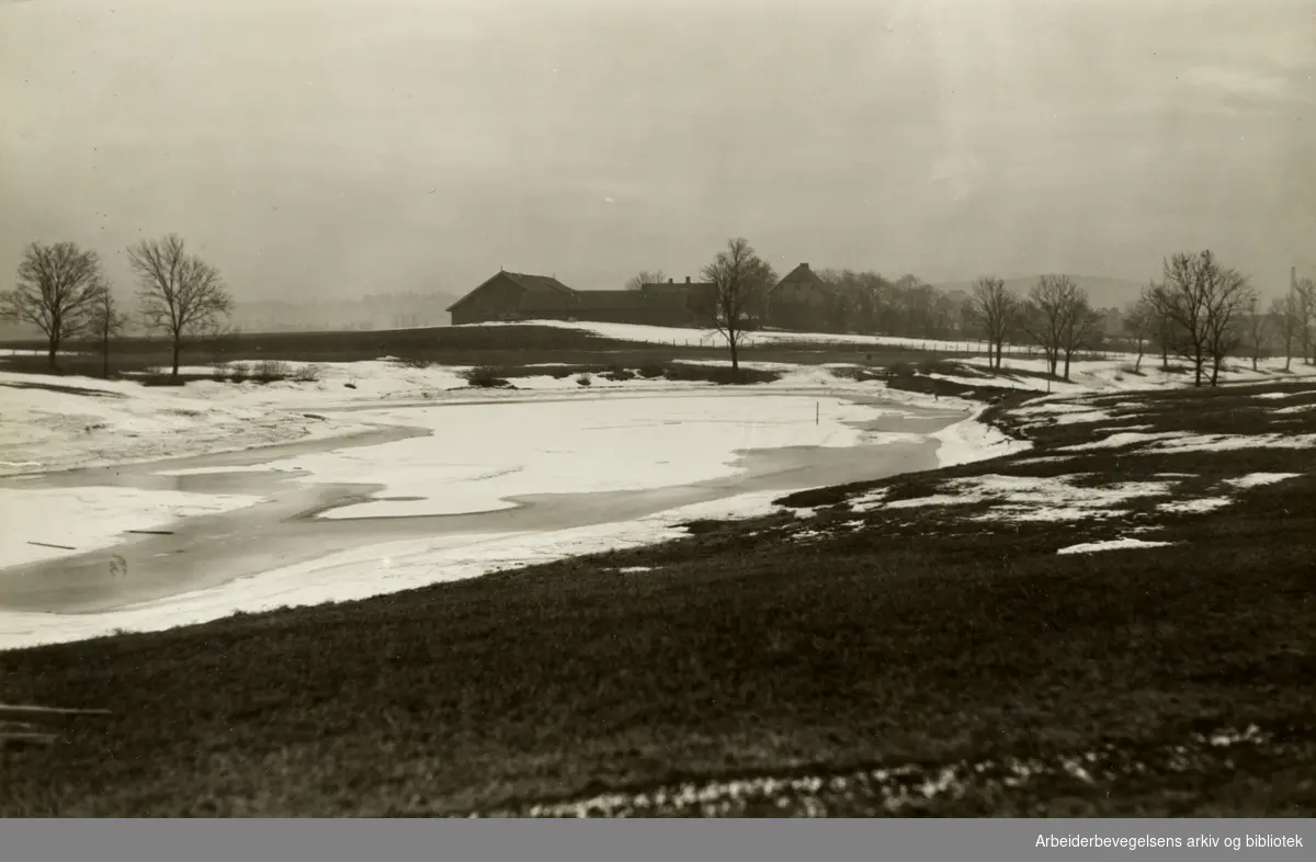 Hovin gård med isdammen. 1939.