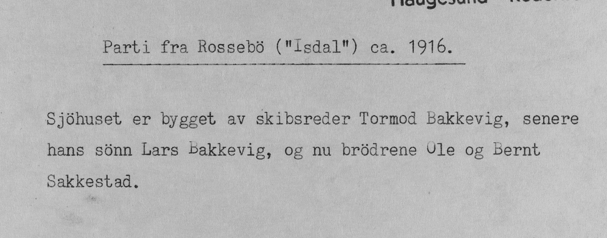 Parti fra Rossebø ("Isdal"), ca. 1916.