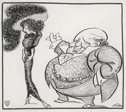 Karikatur av Harald Otto [tusjtegning]