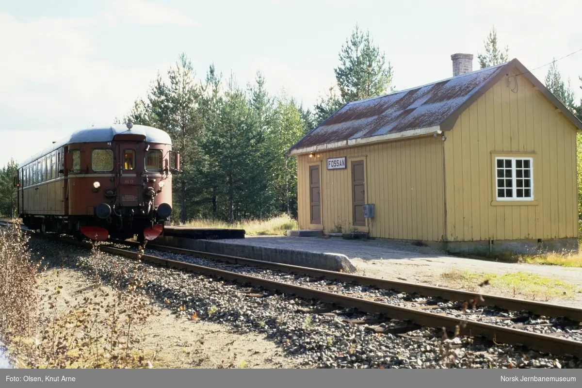 Dieselmotorvogn BM 86 12 med persontog til Rødberg på Fossan holdeplass