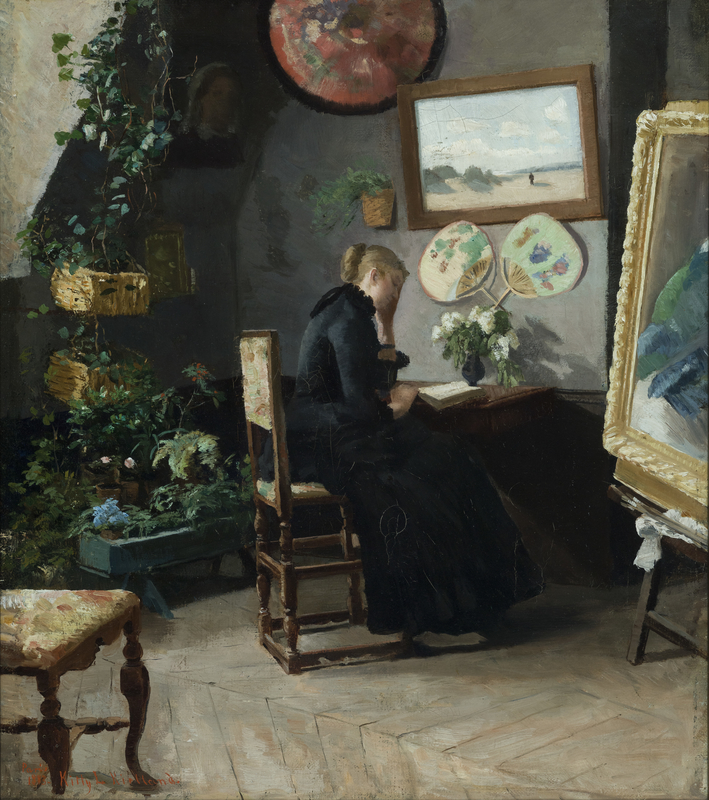 Kitty Kielland, "Interiør",1883, 43 x 37 cm, olje på lerret. Lillehammer Kunstmuseum
