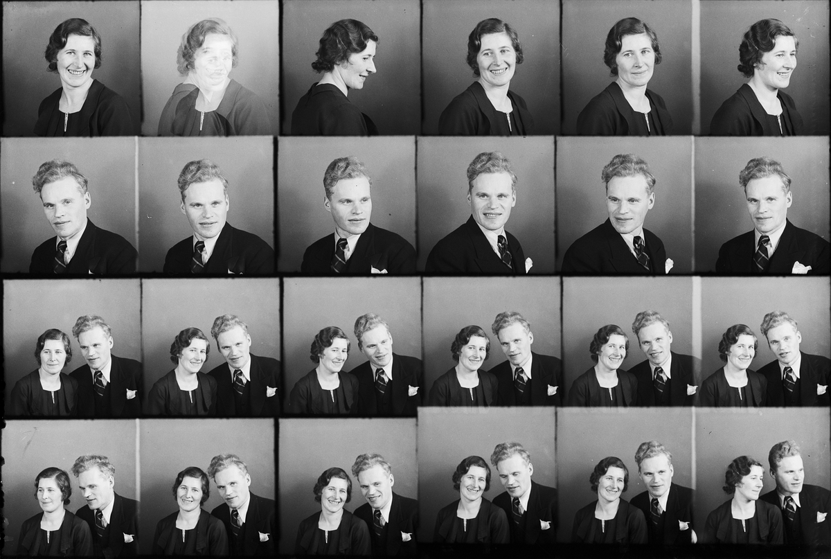 Ateljéporträtt - makarna Märta och Evert Frisell från Östhammar, Uppland 1936
