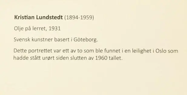 Plakett til maleri. Kort informasjon om kunstner Kristian Lundstedt