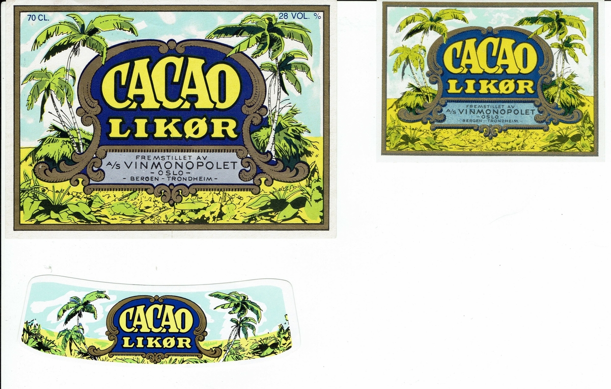 Cacao Likør. Fremstillet av A/S Vinmonopolet. 
