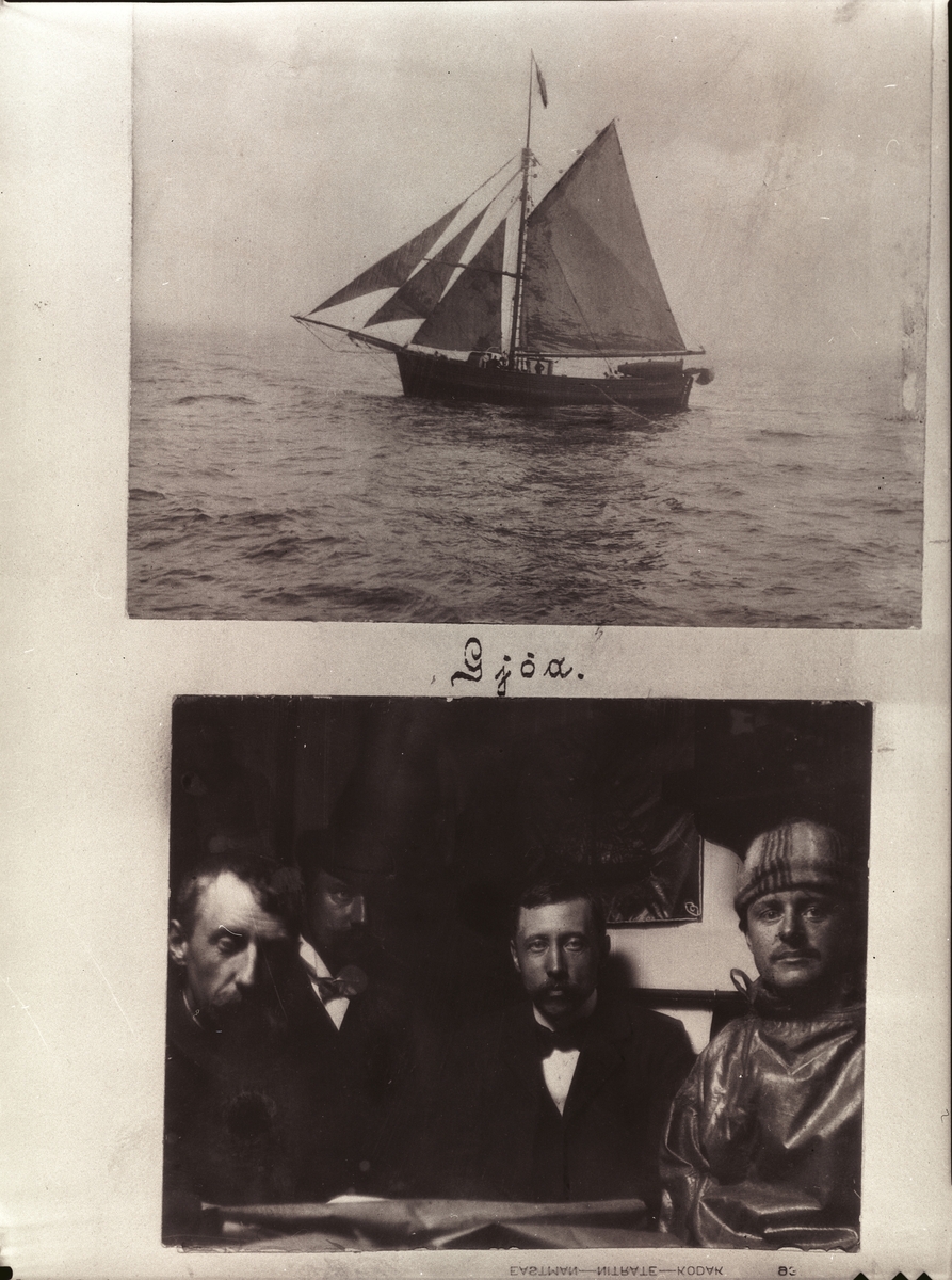 Polarskøyta Gjøa og mannskap med Roald Amundsen.