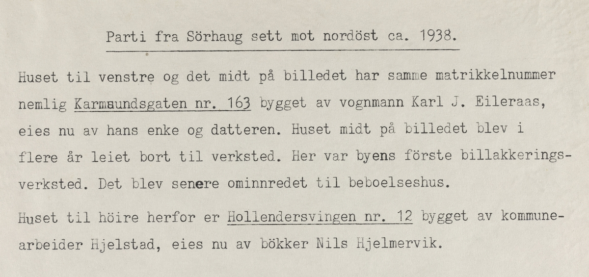 Parti fra Sørhaug sett mot nordøst, ca. 1938.