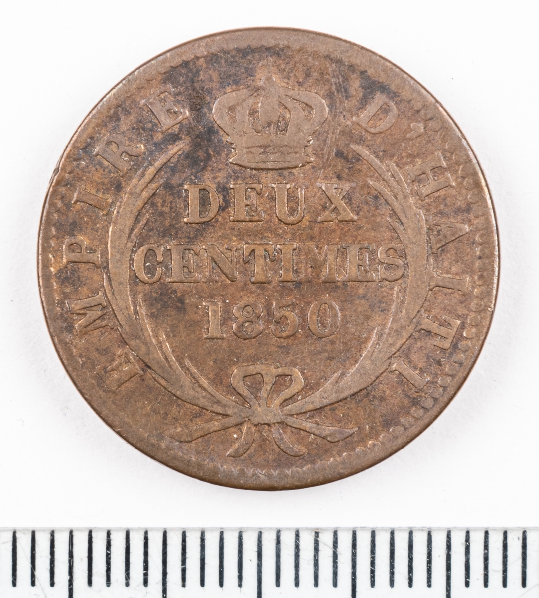 Mynt Haiti 1850 2 Centimes.