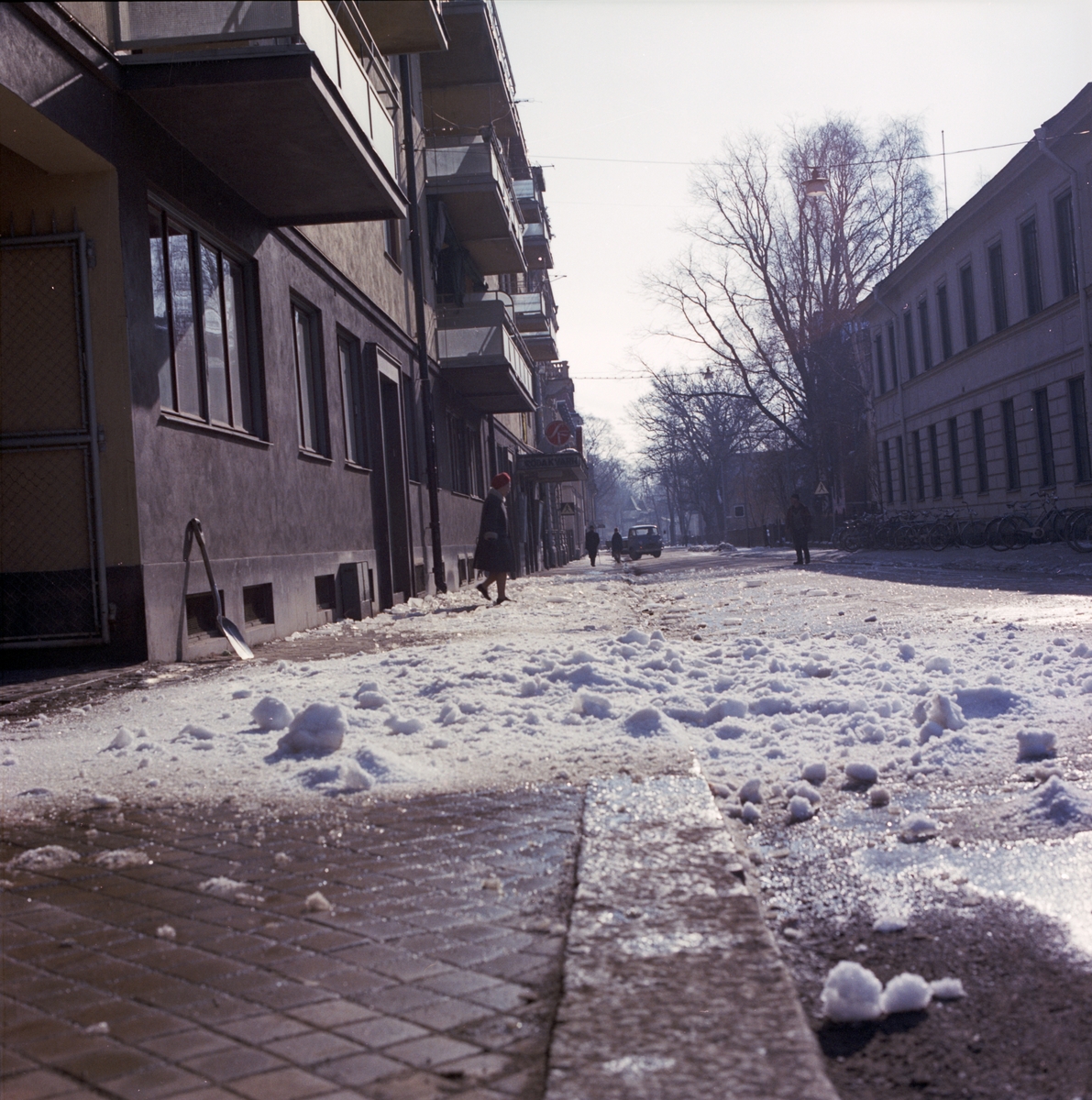 Snö på Trädgårdsgatan, Uppsala 1970