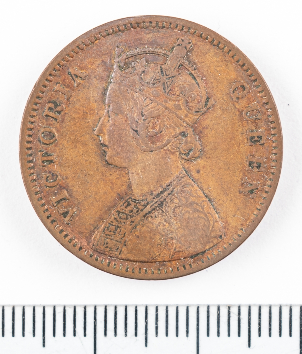 Mynt Indien 1862, 1/4 Anna.