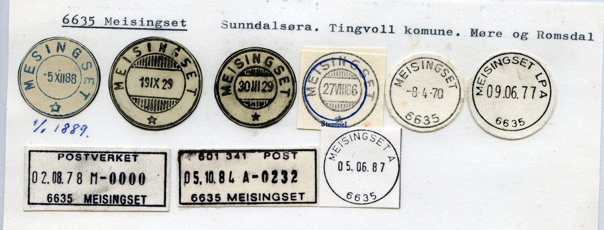 Stempelkatalog  6635 Meisingset, Tingvoll kommune, Møre og Romsdal