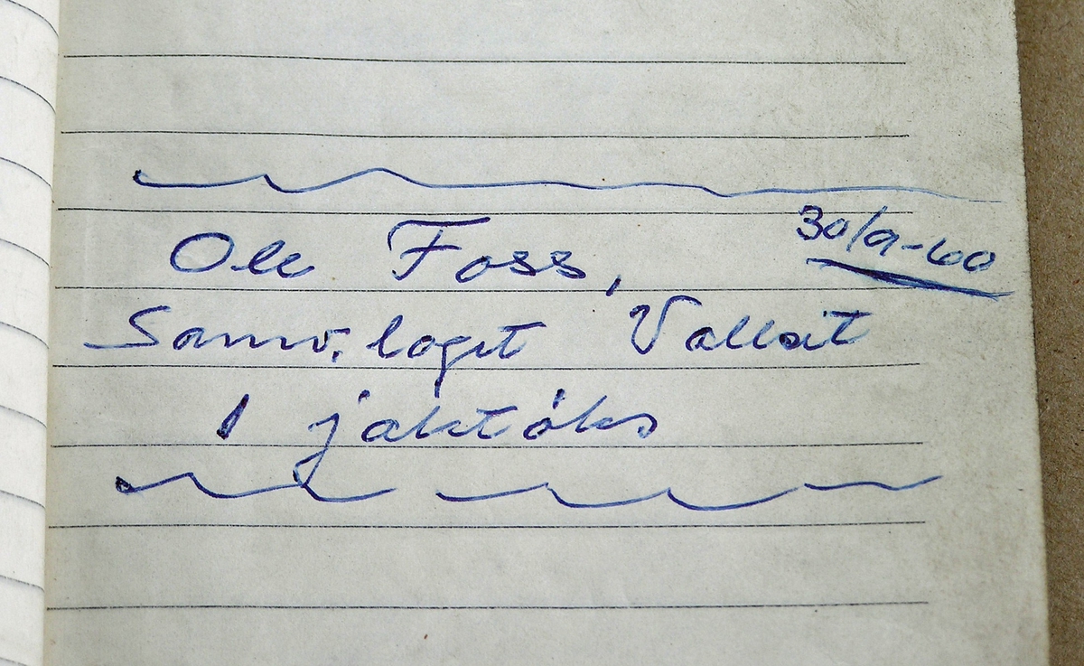 Bok med små arbeidsskisser, sporadiske notater av ordrer for 1950- og 60-tallet m.m. 