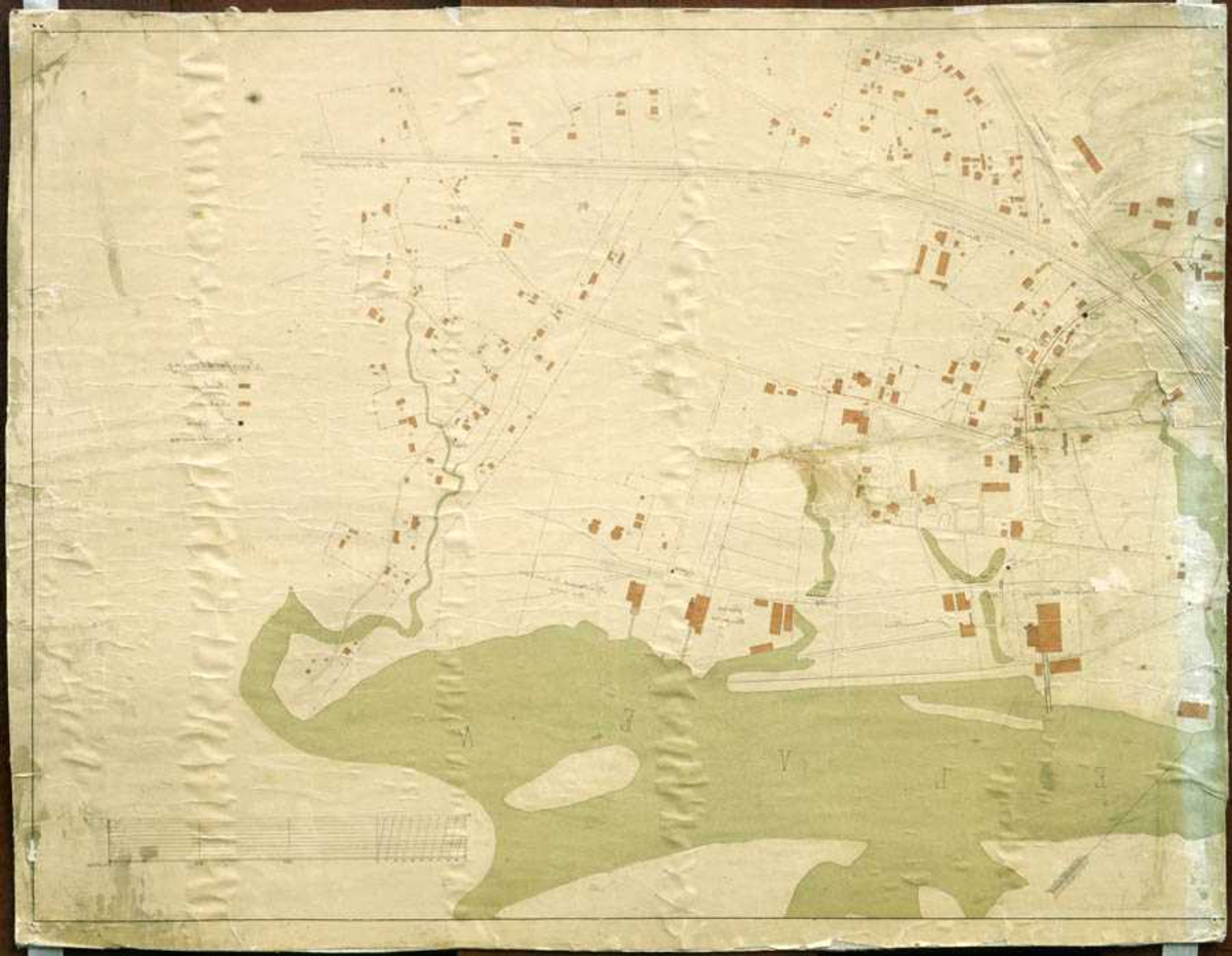 Avfotografering av kart over Lilletrøm anno ca. 1900. Forskjellige kartutsnitt. 