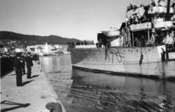 Den britiske jageren HMS Mackay.