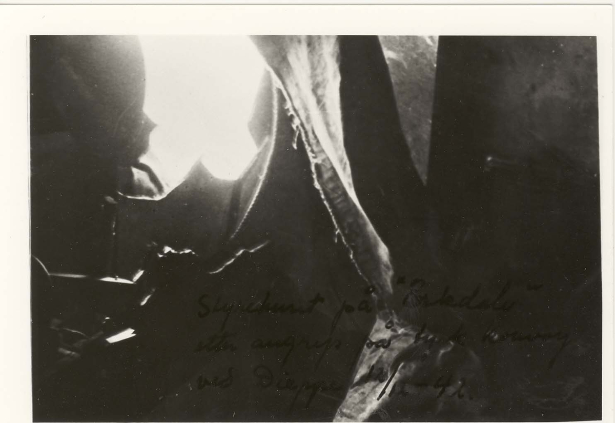 Motiv: Jageren ESKDALE's direktor etter angrepet på en tysk konvoy utenfor Dieppe den 12. des. 1943