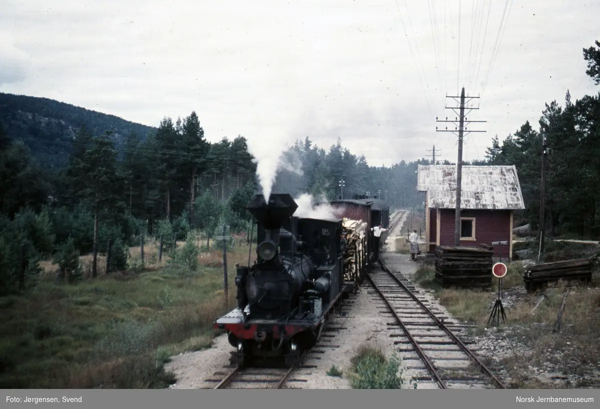 Damplokomotiv nr. 2 med godstog på Syrtveit holdeplass