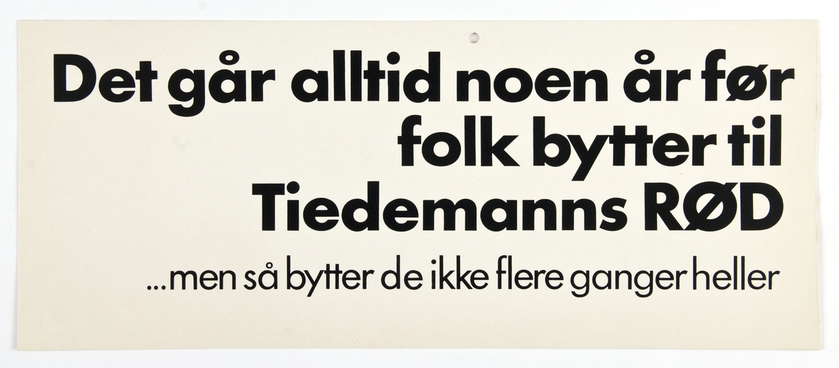 Reklameskilt for Tiedemanns Rød tobakk.