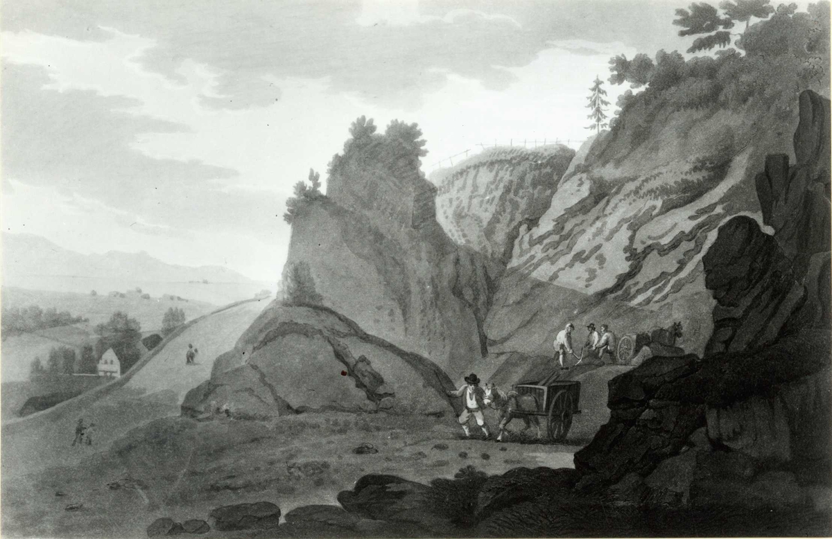 Ekeberg, Oslo. Alunverket på Ekeberg. Gravert av  J. W. Edy, 1800. Fra Bogdells Pictureque Scenery of Norway. 1820.