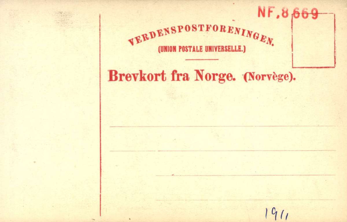 Postkort. Mange mennesker samlet rundt i gaten ved Stortinget i forbinelde med Unionsoppløsninen 7. juni 1905. Tekst på postkortet " Den 7. juni 1905".