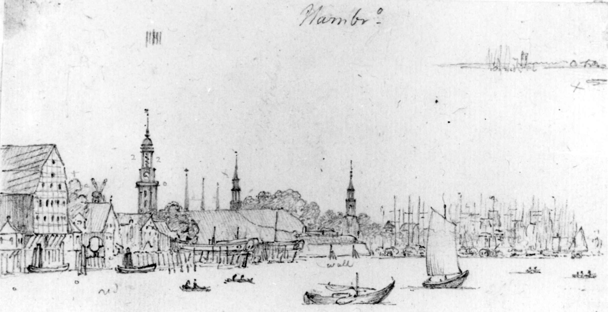 Hamburg
Fra skissealbum av John W. Edy, "Drawings Norway 1800".