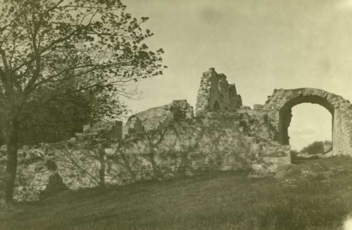 Ruiner, Hamar Domkirkeruiner, Hamar, Hedmark. Fotografert 1923.
