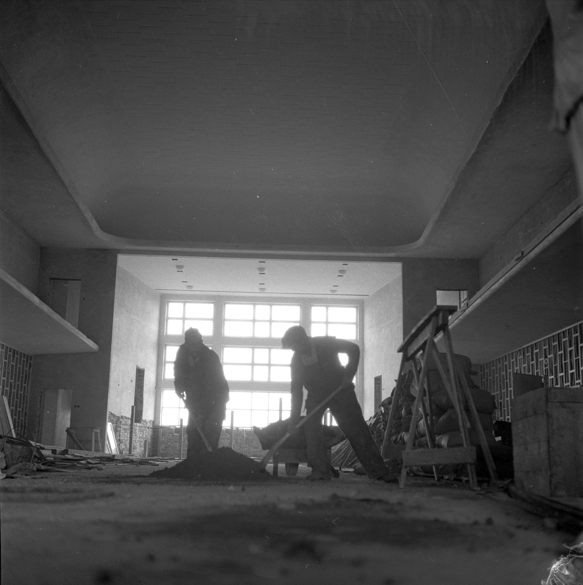 Bygging av Lillestrøm gymnas. Før 1954