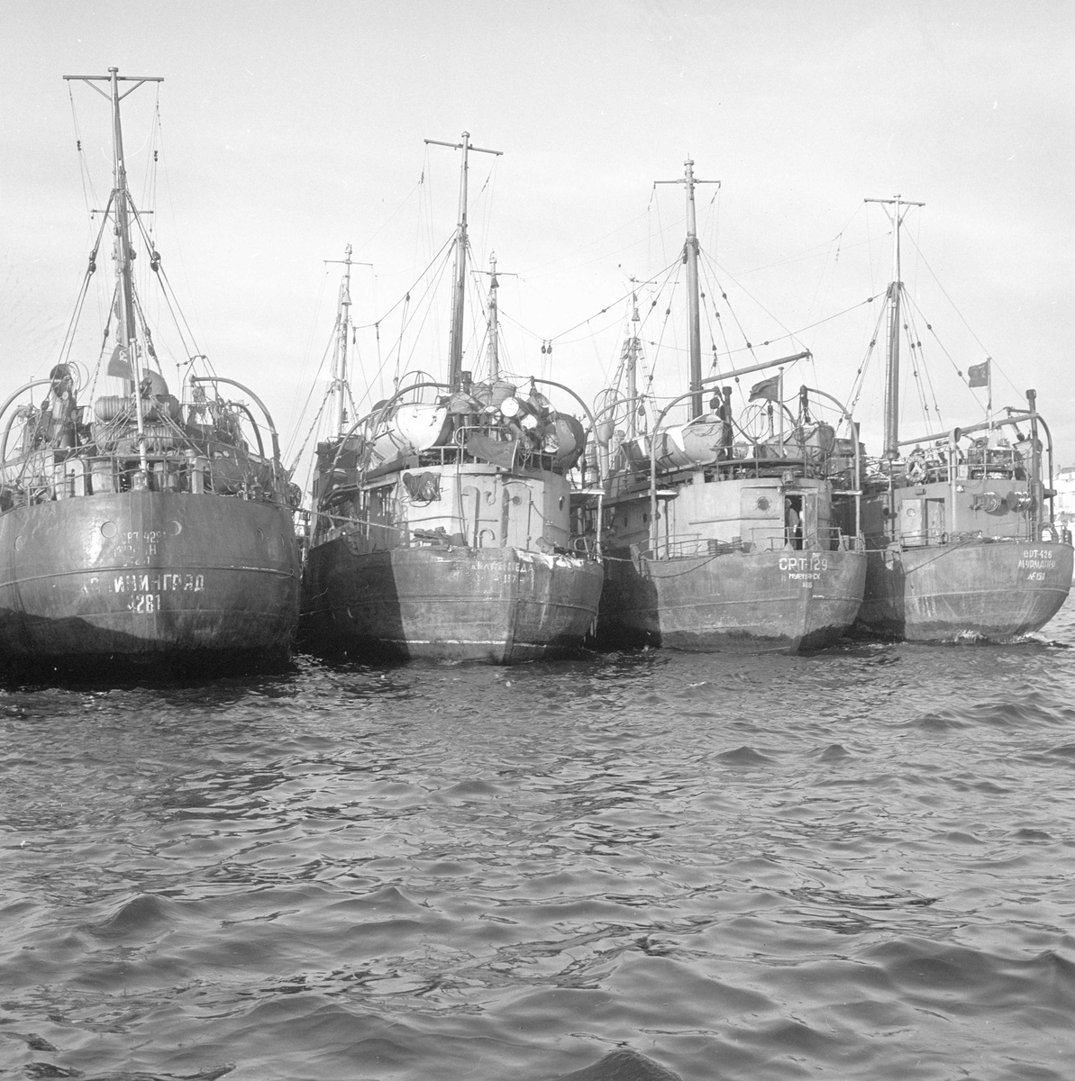 Ålesund, 03.02.1956, russiske fiskeskøyter fisker ulovlig, fiskeskøyte bordes, mannskap på MTB "Hval" i aksjon.
