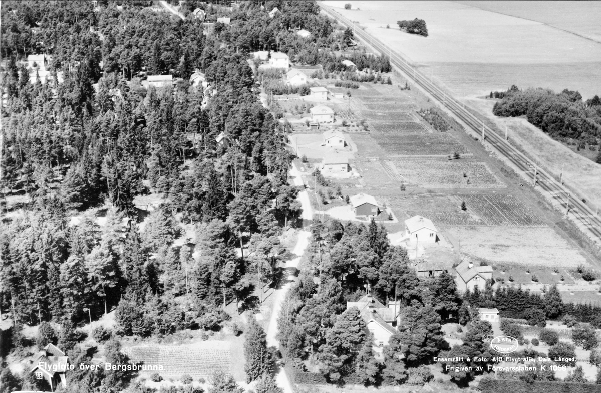 Flygfoto över Bergsbrunna, Uppsala 1947