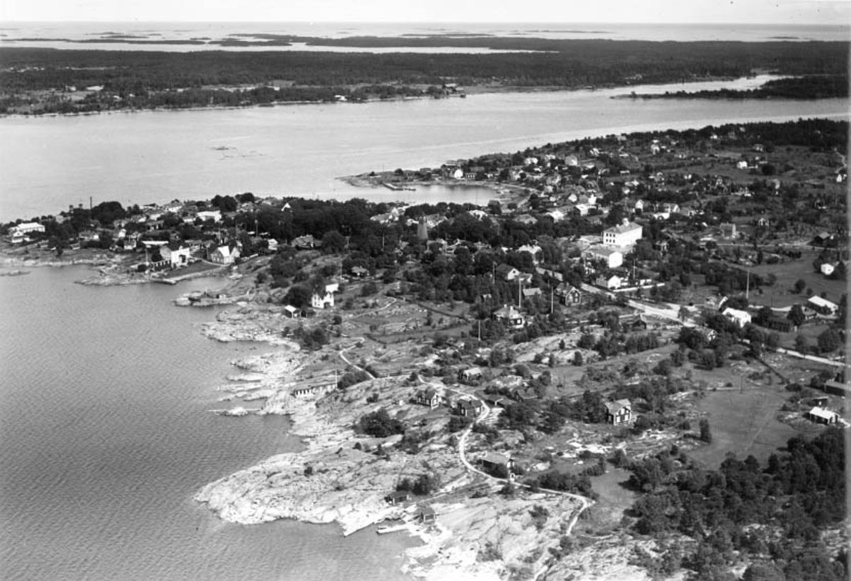 Flygfoto över Öregrund och delar av Gräsö, Uppland 1936