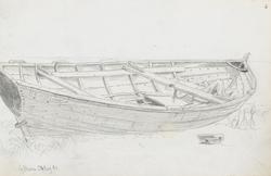 Ankere og båt på stranden, Göhren  [Tegning]