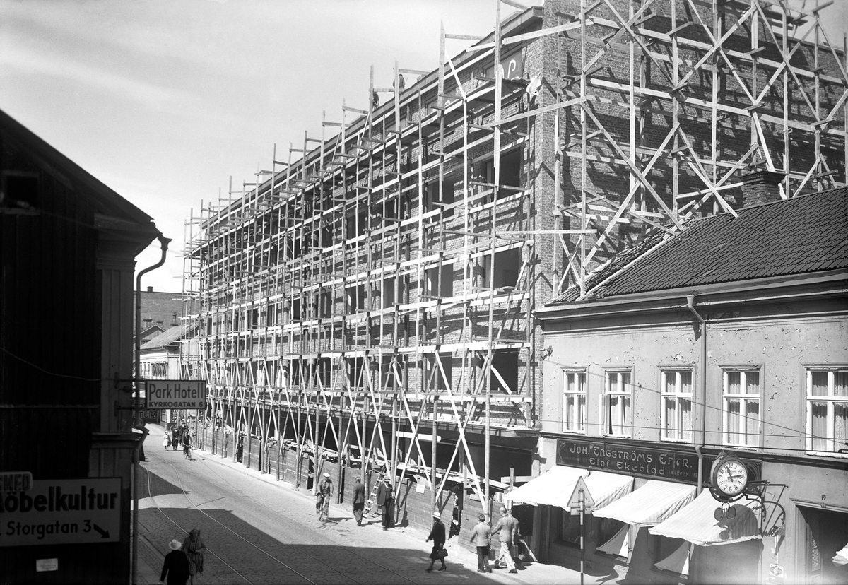 Västerhuset i Jönköping under byggnad.