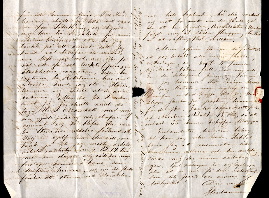 Text: 1862 aug 22 - clear ulmar on letter from Stockholm to Östra
Husby.

Stämpeltyp: Normalstämpel 10