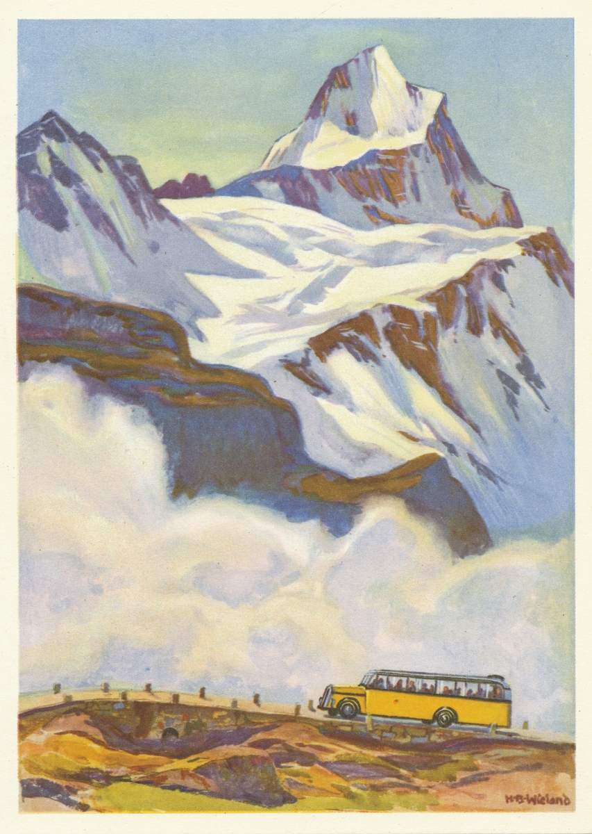 Målning av H.B. Wieland, "Schweizer Alpenpost".