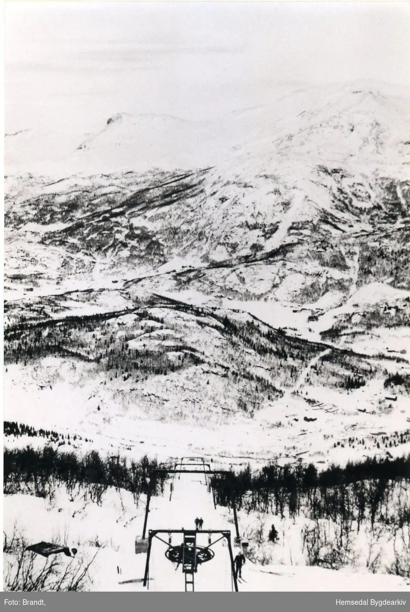 Toppstasjonen til fyrste heisen i Hemsedal skiheisar i 1962