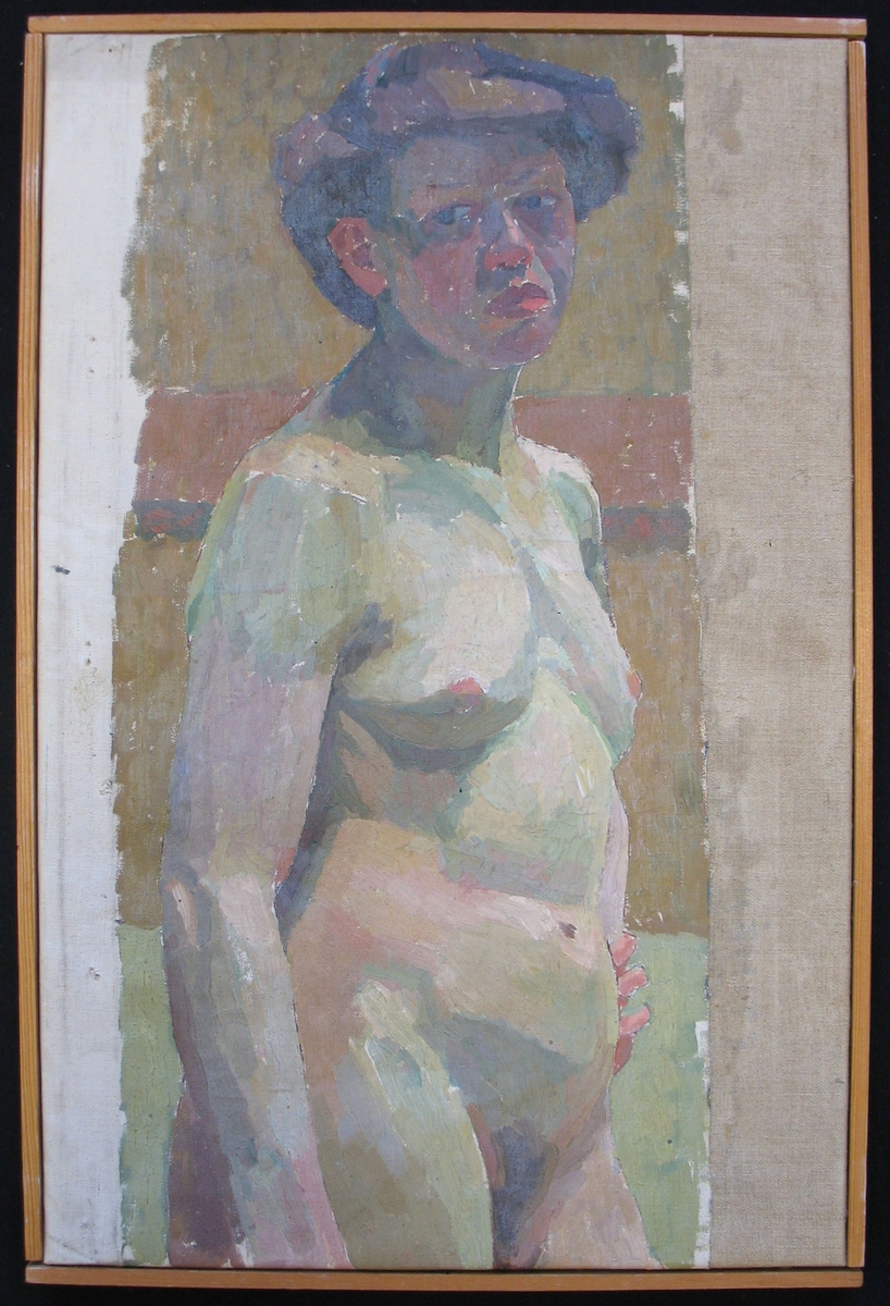 Oljemålning på duk : ''Modellstudie'' målad av Frans Timén 1906-07.