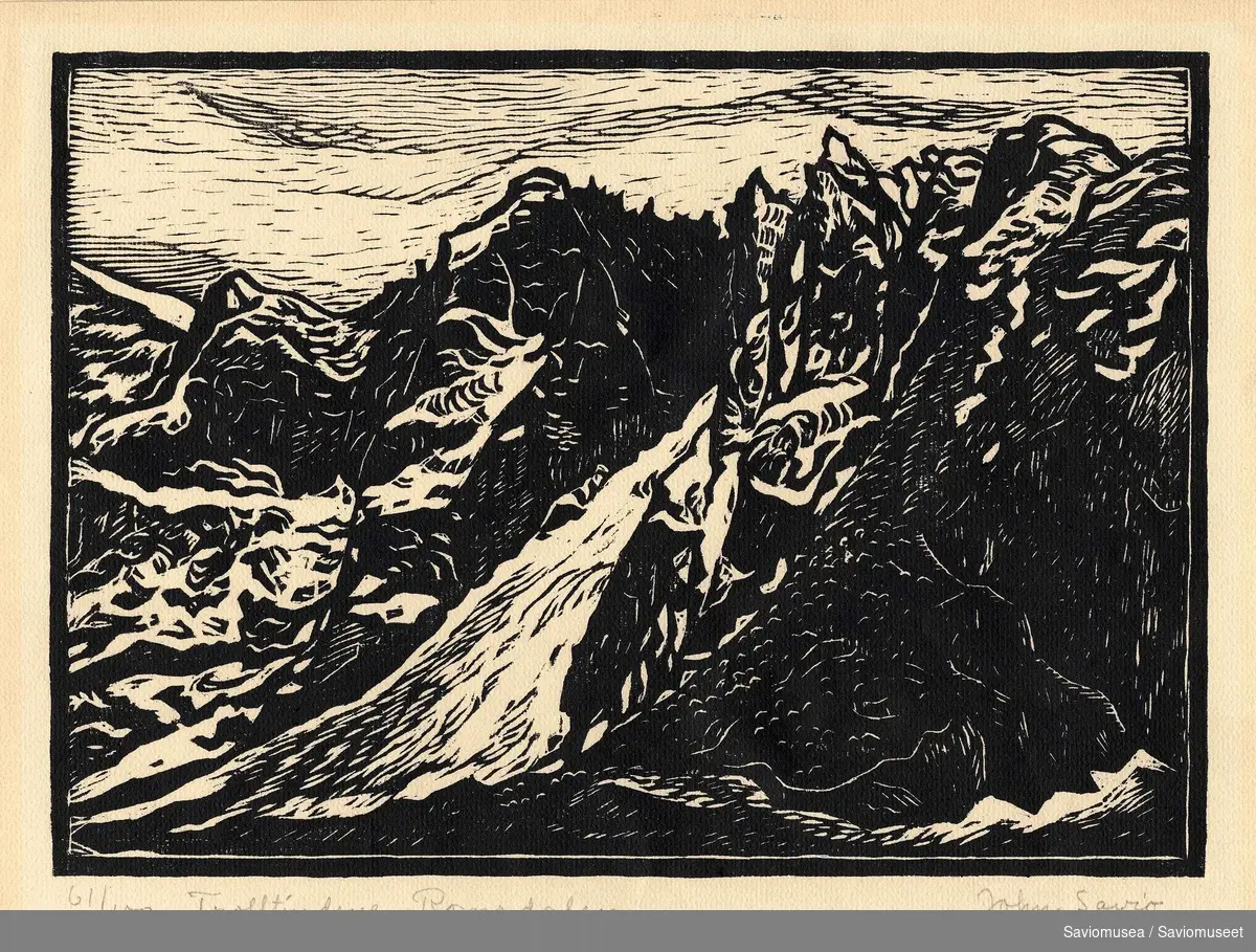 Landskapsscene av Trolltindene i Romsdalen.