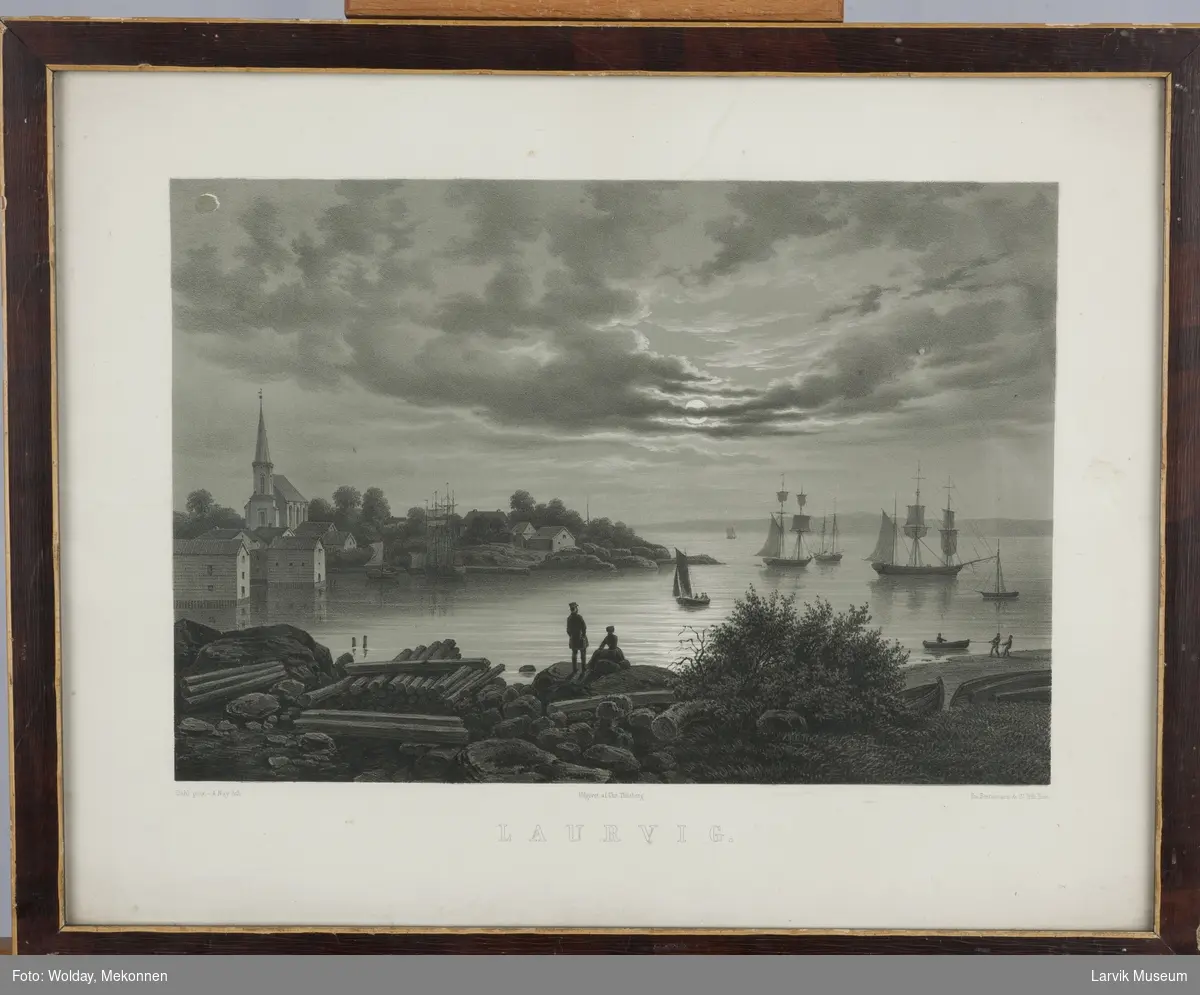 J.C. Dahls bilde over Larvik havn og Tollerodden. 