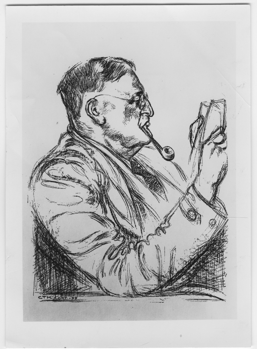 Professor Leonard Axel Jägerskiöld, 75 år 1934-11-12. Tecknat porträtt av C. T. Holmström.
