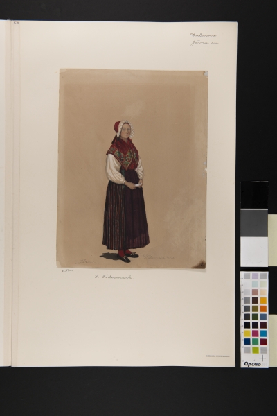 Kvinna i dräkt. Akvarell av P Södermark