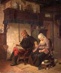 Husandakt i en sjømannsstue [Maleri]