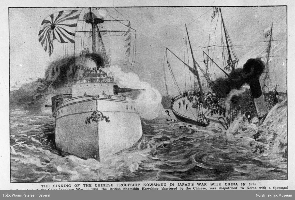 Senking av det kinesiske krigsskipet Kowshing  i 1891, i forbindelse med den kinesisk-japanske krig.