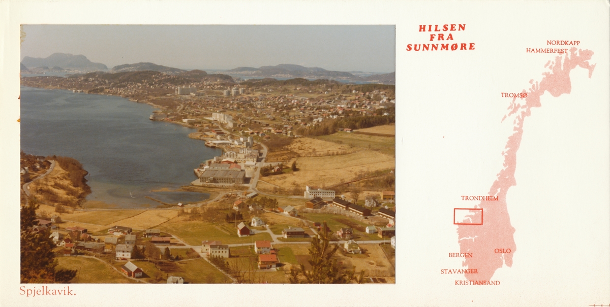 Prospektkort av Spjelkavik mot Ålesund, sett fra Emblemsfjellet.