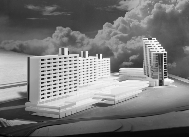 Foto av arkitektmodell av Nesbru Sentrum.
