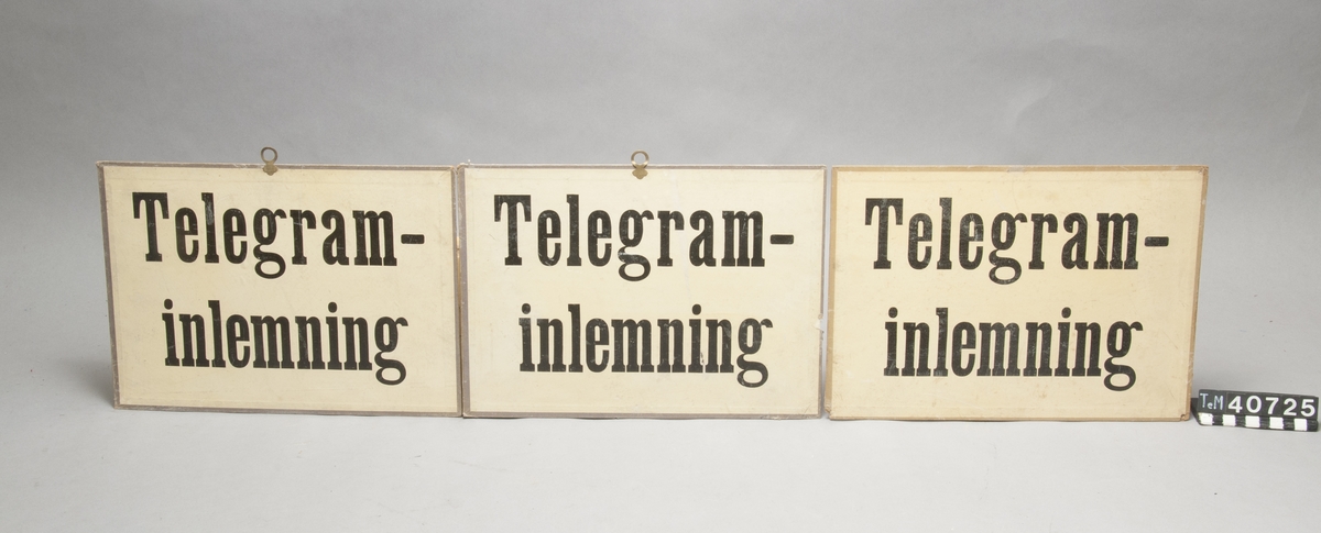 3 st., vikt 0,2 x 3. Text: TELEGRAM-INLEMNING I kartong.