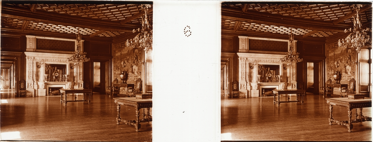 Stereobild  av stora mottagningssalen i Chateau de Pau.
"Grand Salon de réception".